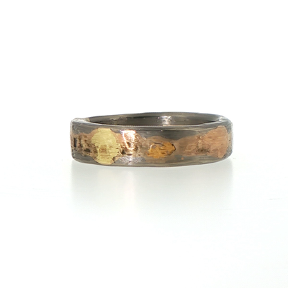 Palladium and Gold Heavy Seamed Band