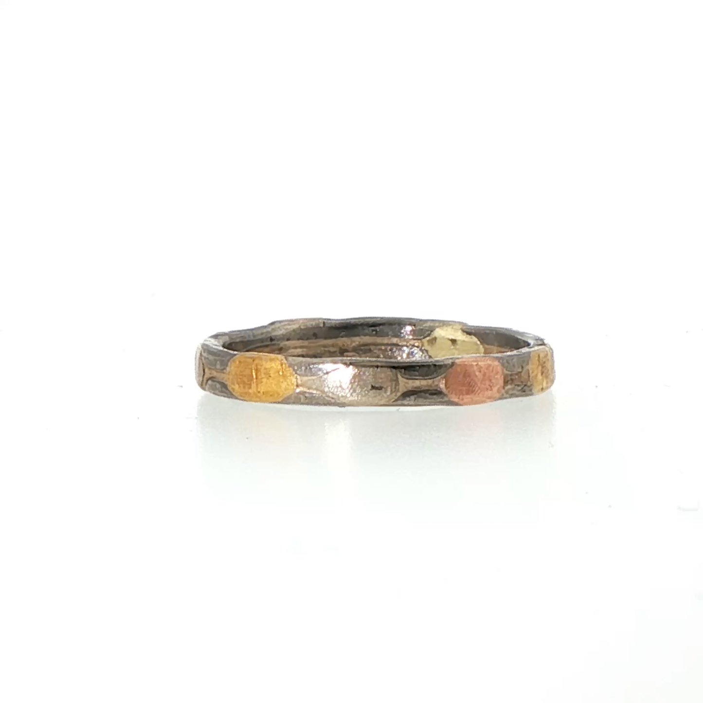 Palladium and Gold Skinny Seamed Band