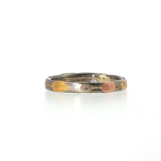Palladium and Gold Skinny Seamed Band