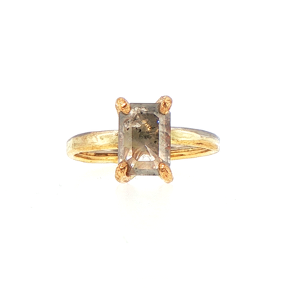 Red Salt and Pepper 1.5CT Rose Cut Diamond on our 2MM Gold Skinny Seamed Band