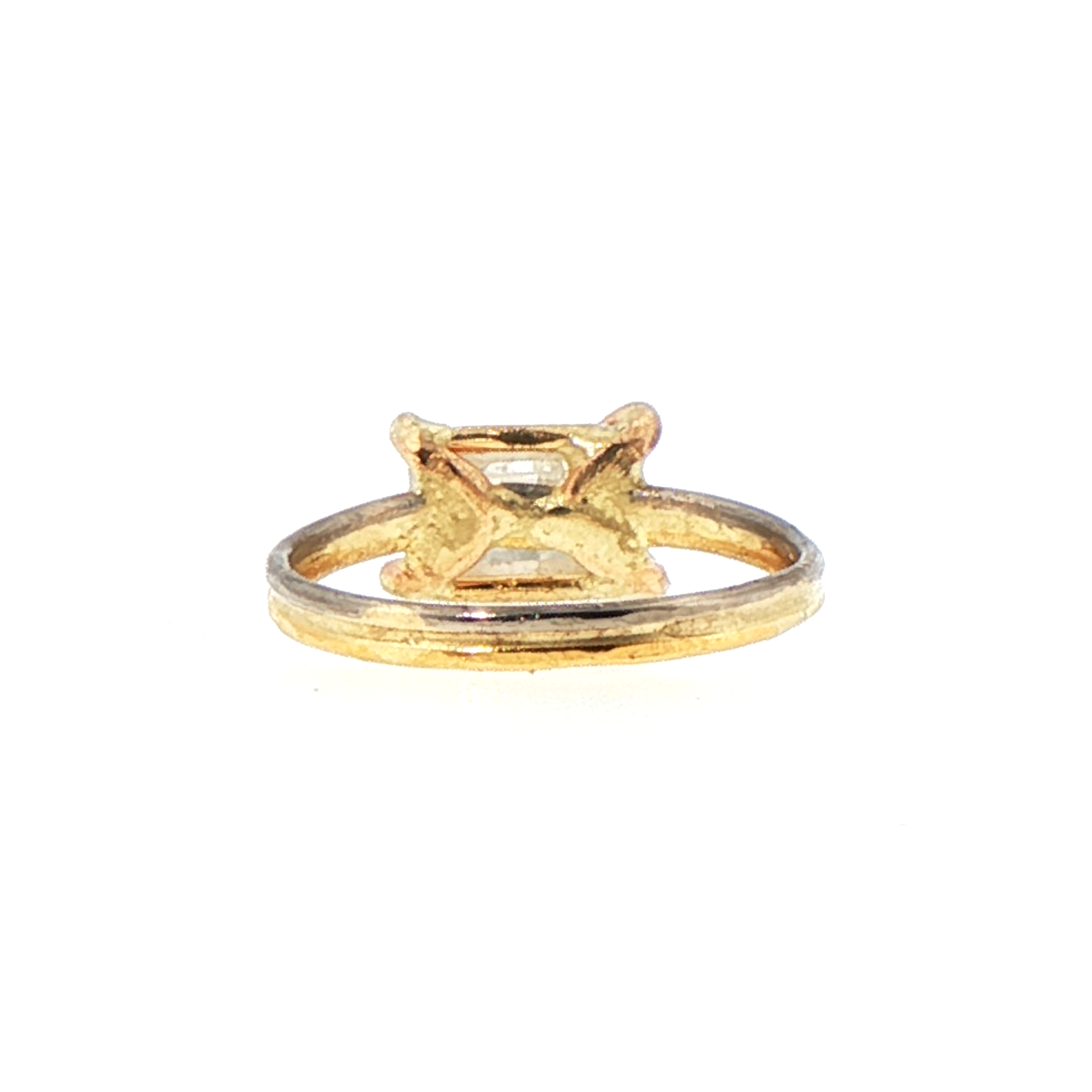 East/West 2CT White Emerald Cut Diamond on Our 2MM Skinny Seamed Band