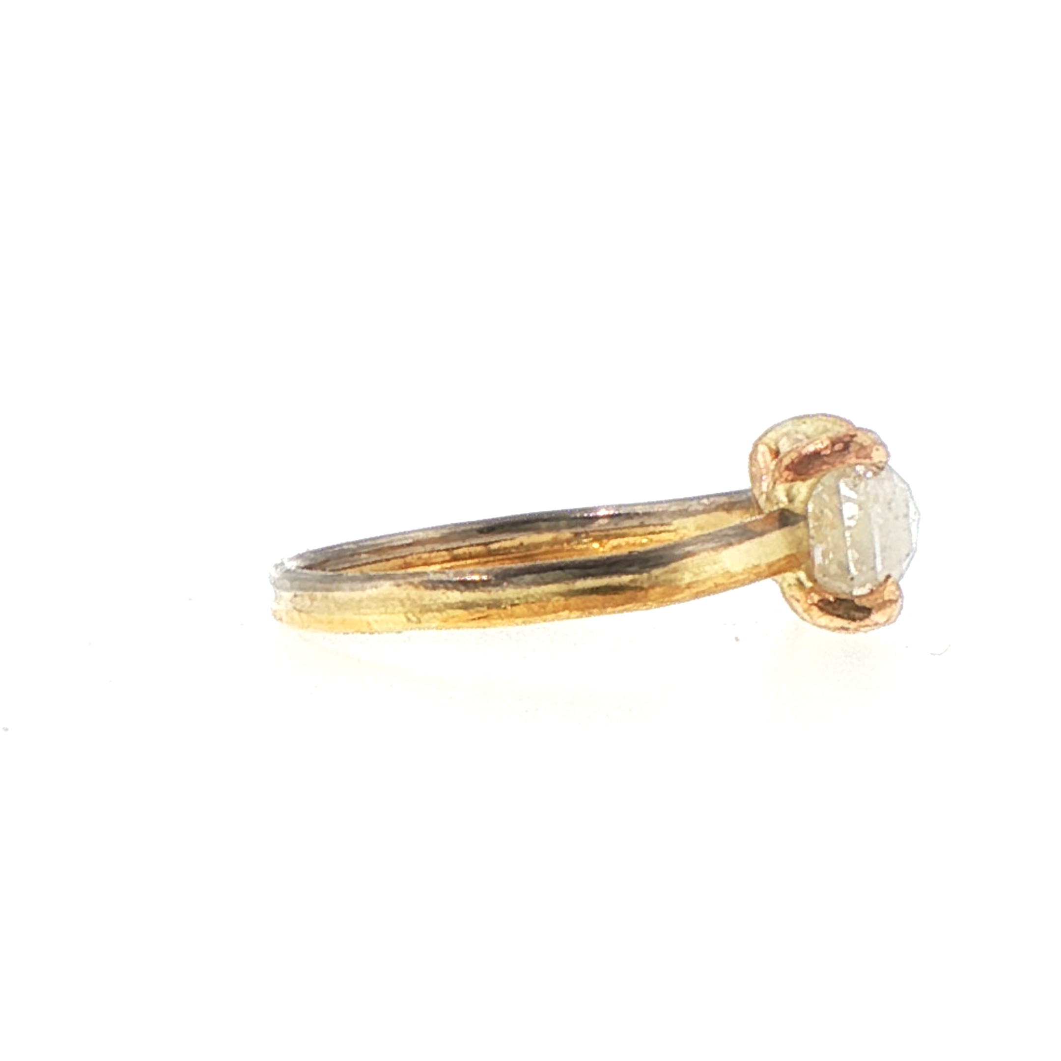 East/West 2CT White Emerald Cut Diamond on Our 2MM Skinny Seamed Band