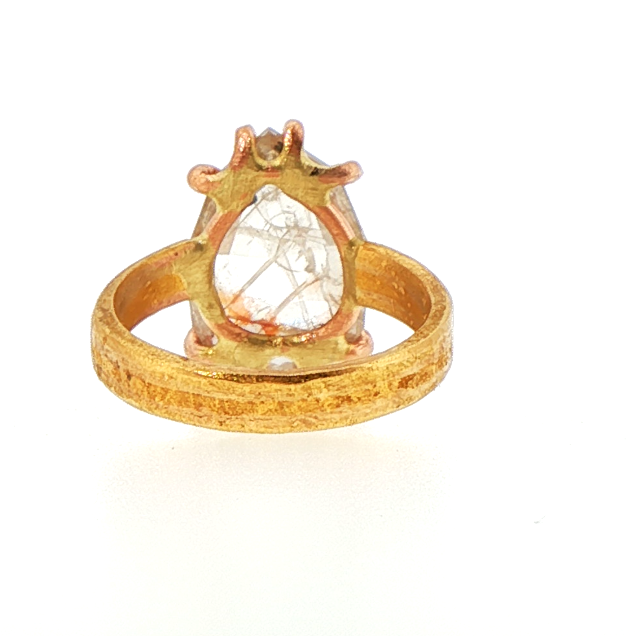 Peach 4.55CT Shield Shaped Rose Cut Diamond on our High Karat Linear Band