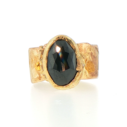 Natural Black 4.62CT Diamond Ring on a 9MM Gold Cigar Band