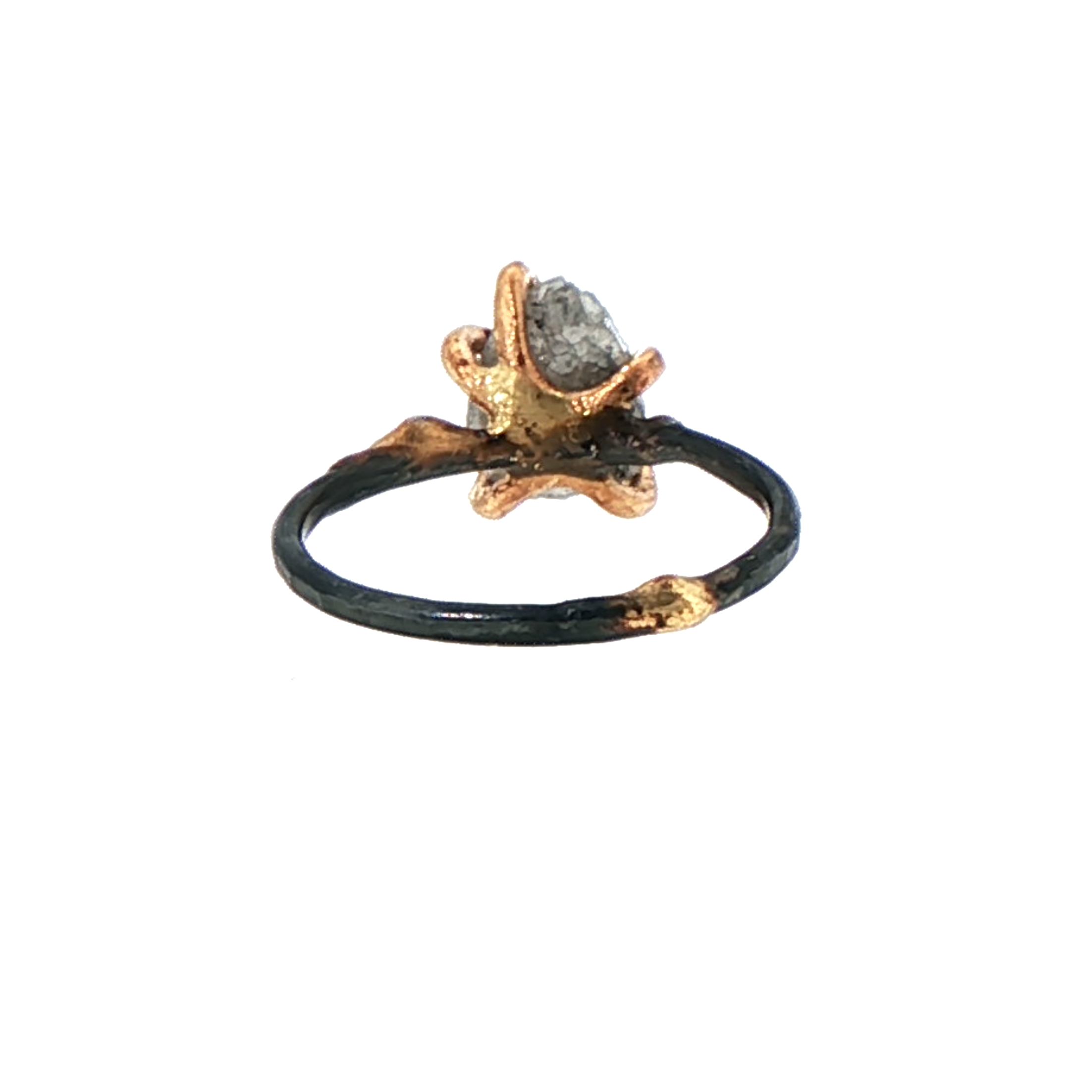 Rough Cut 2.48ct Salt and Pepper Diamond Ring