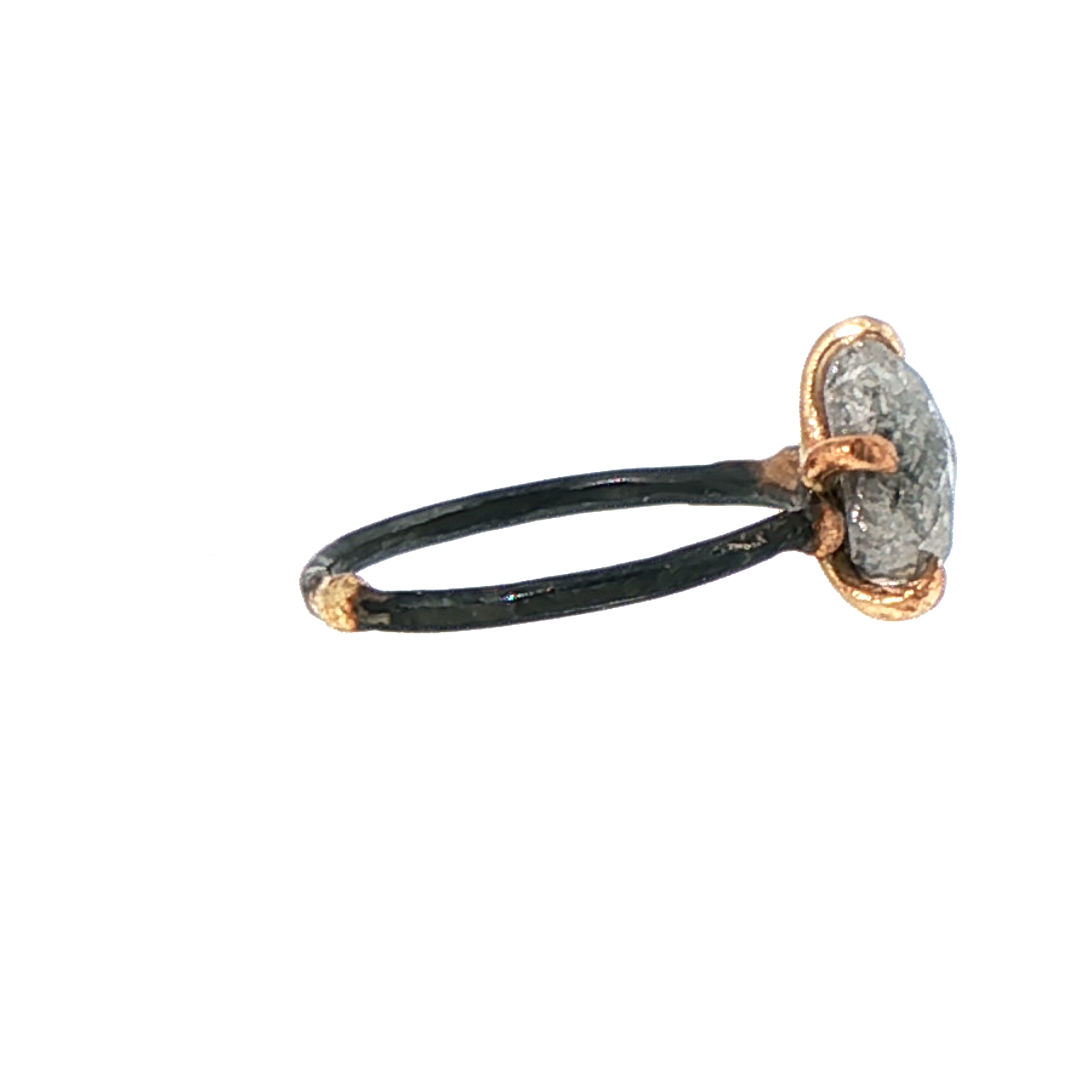 Rough Cut 2.48ct Salt and Pepper Diamond Ring