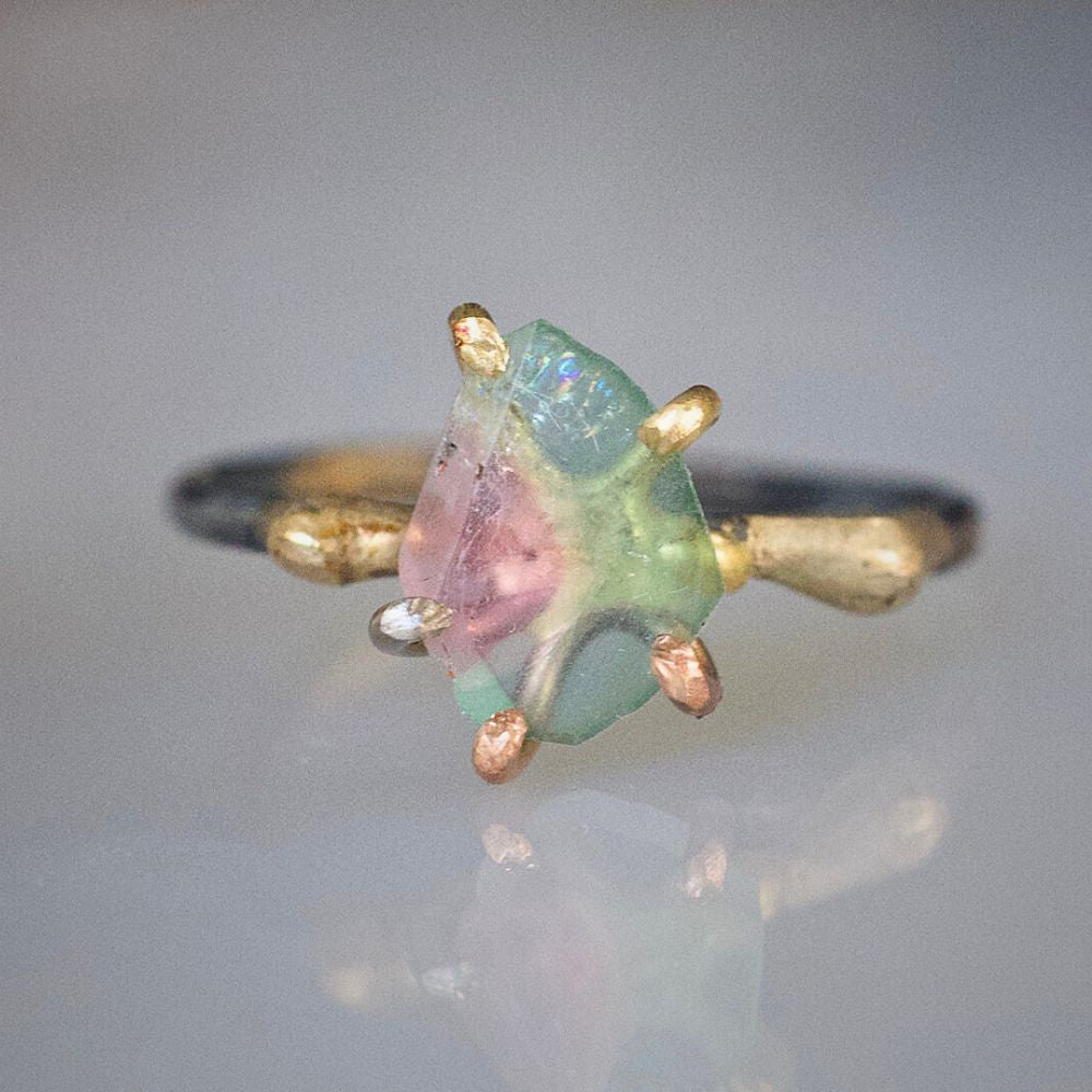 Watermelon Tourmaline Small Stone Ring