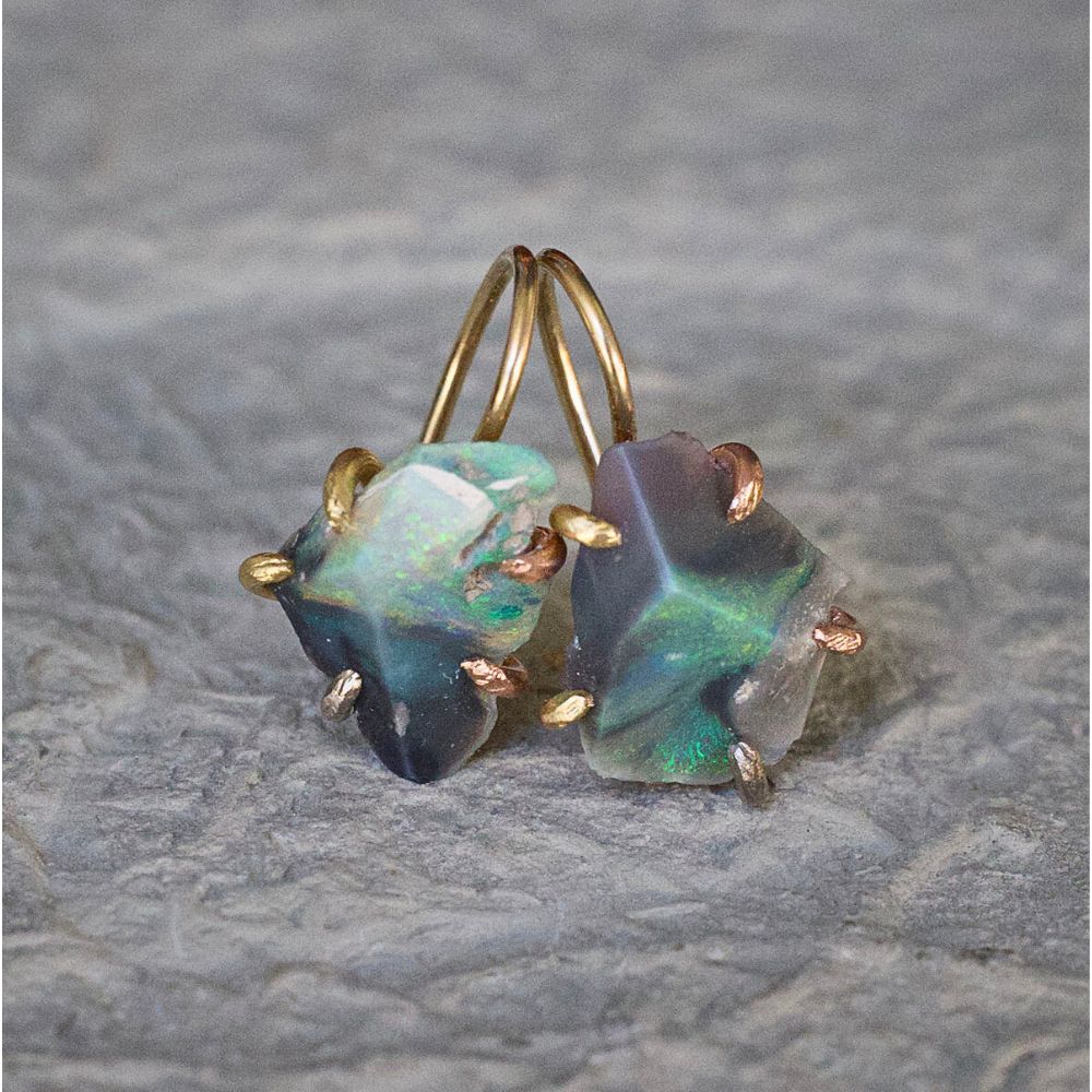 Australian Dark Opal Hook Earrings