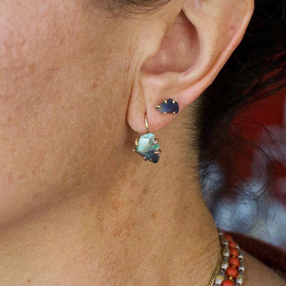 Australian Dark Opal Hook Earrings
