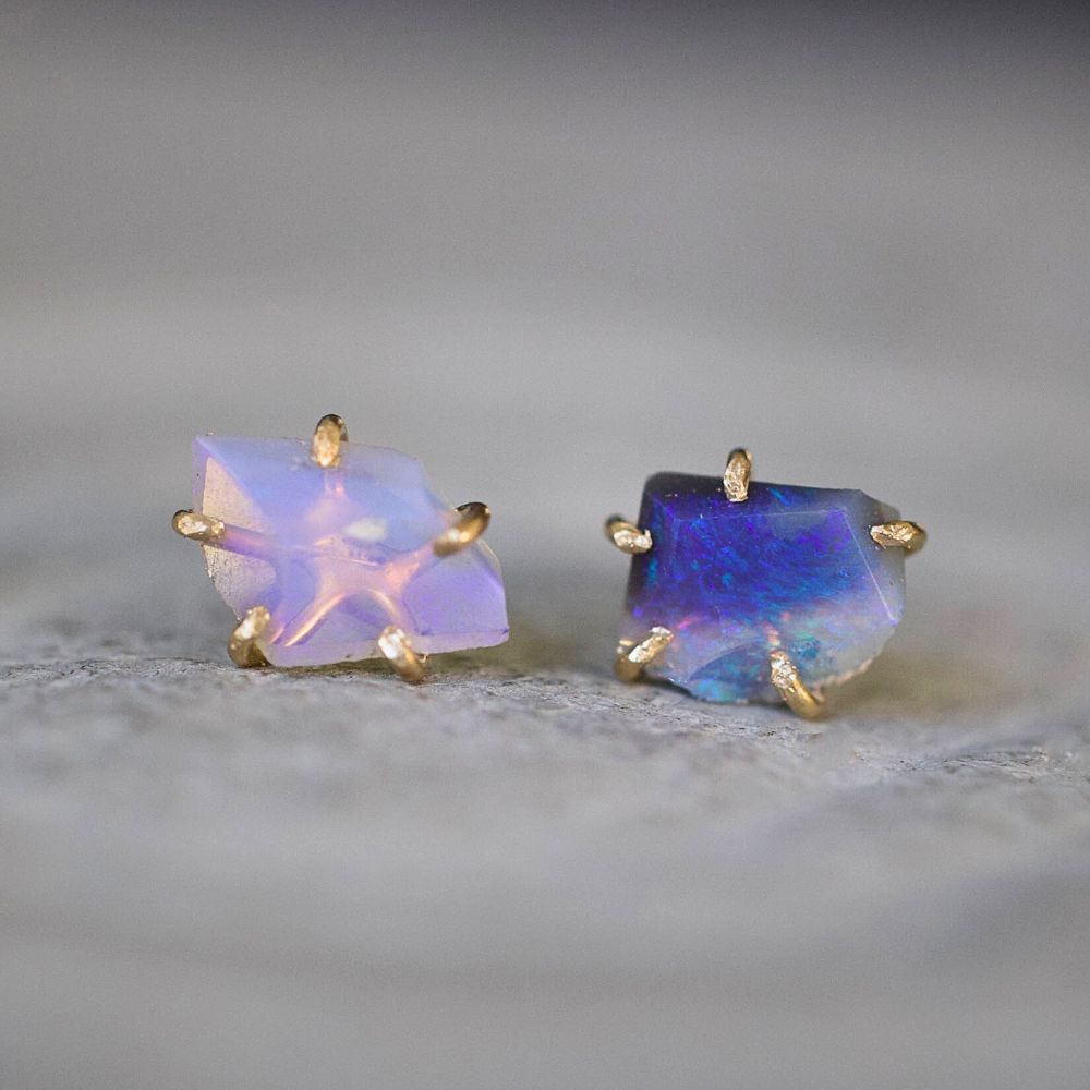 Australian Purple Opal Small Stone Studs