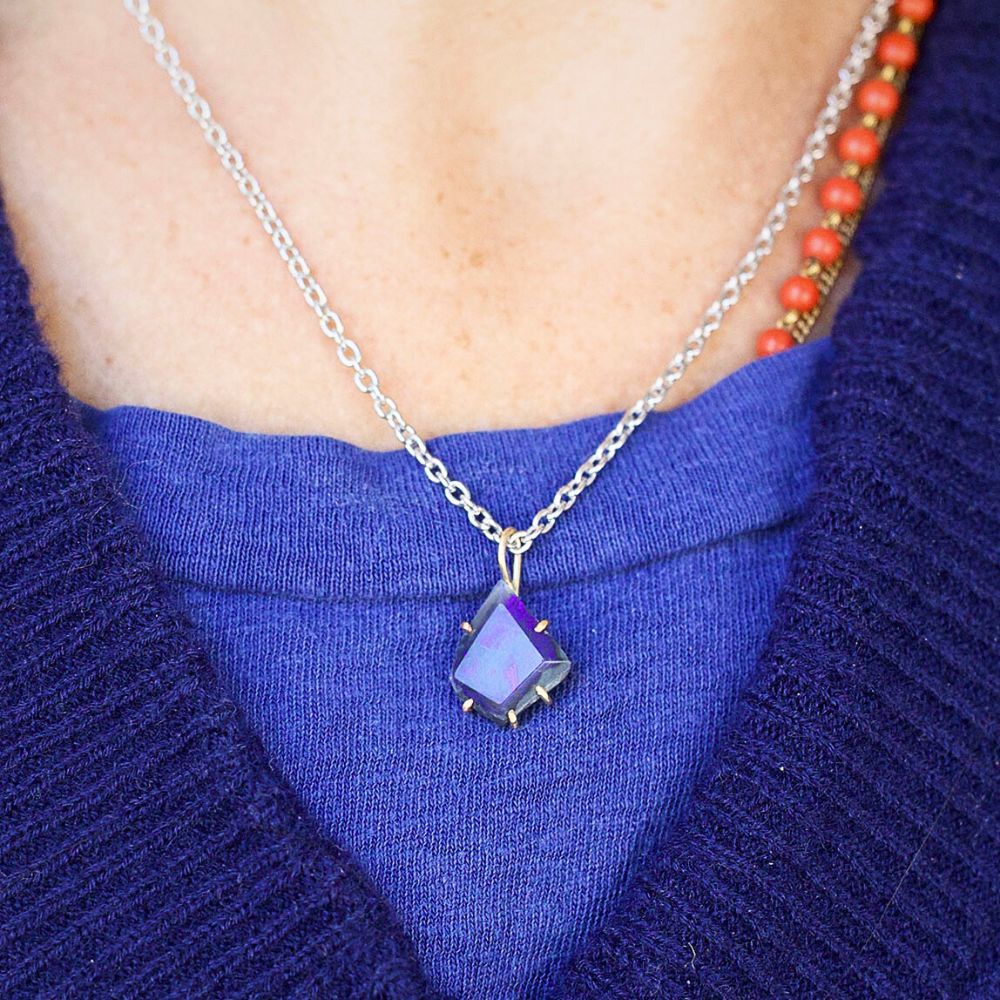 Australian Dark Opal Small Stone Pendant