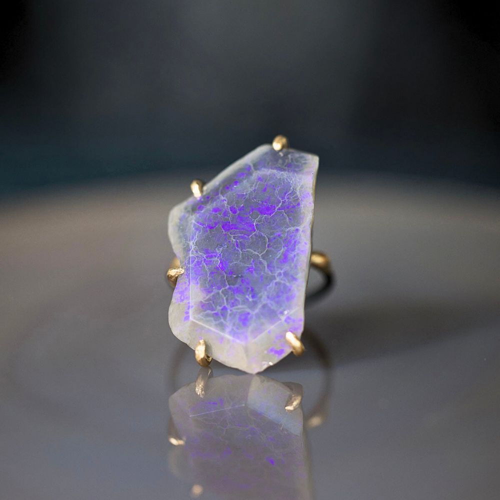 Australian Purple Opal Large Stone Ring