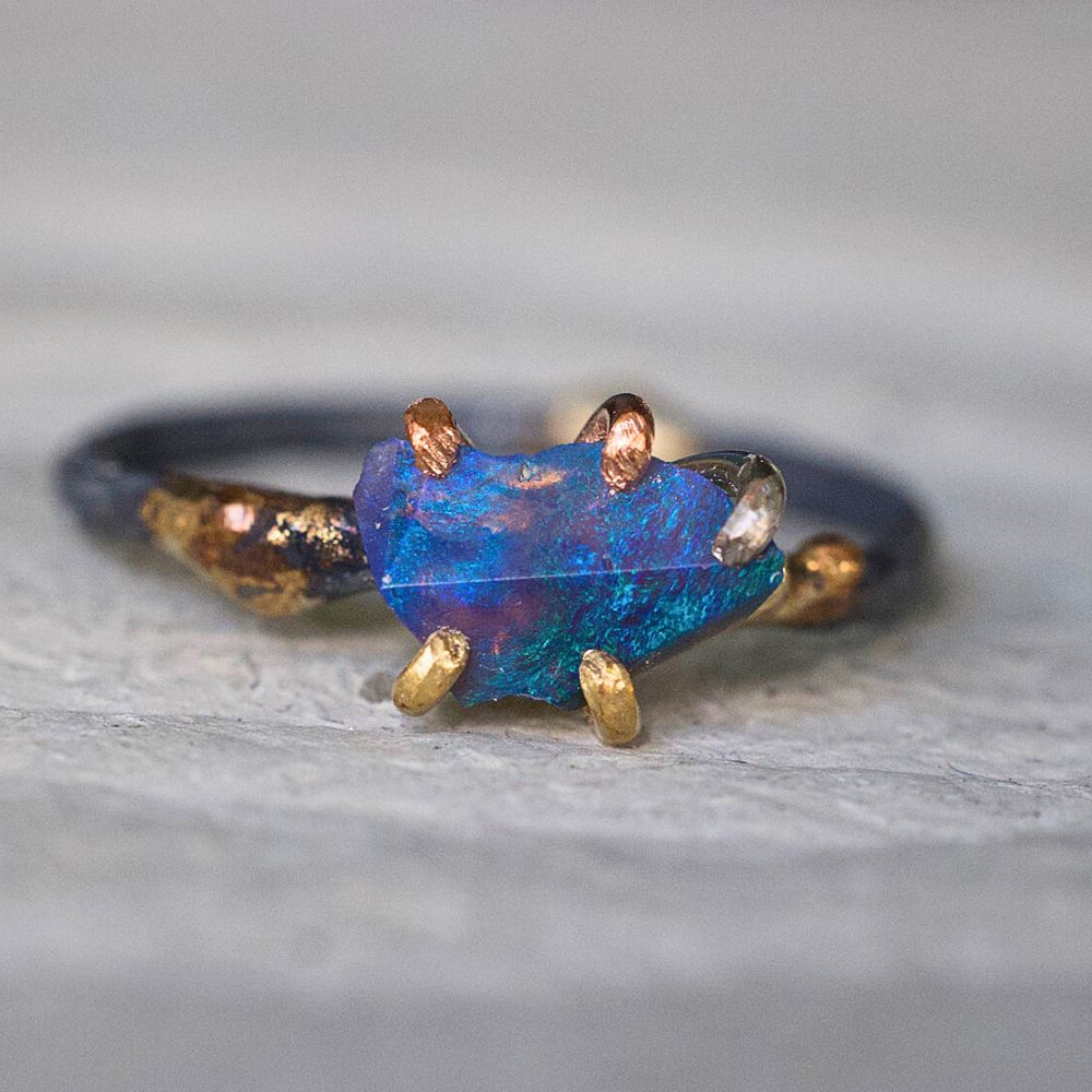 Australian Exceptional  Opal Small Stone Ring