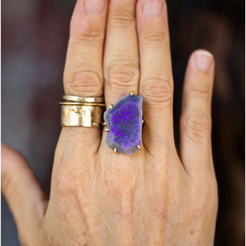 Australian Purple Opal Large Stone Ring