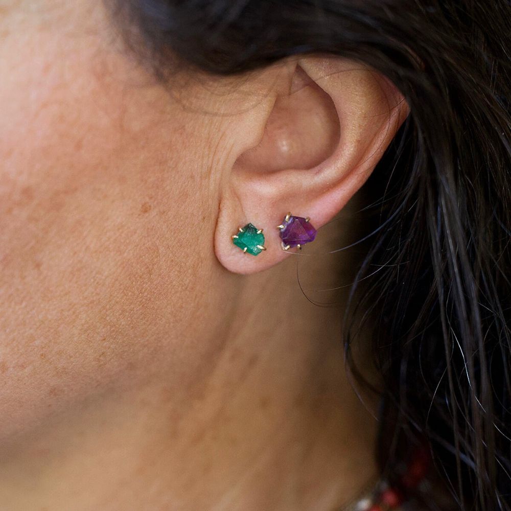 Brazilian Emerald Small Stone Single Stud