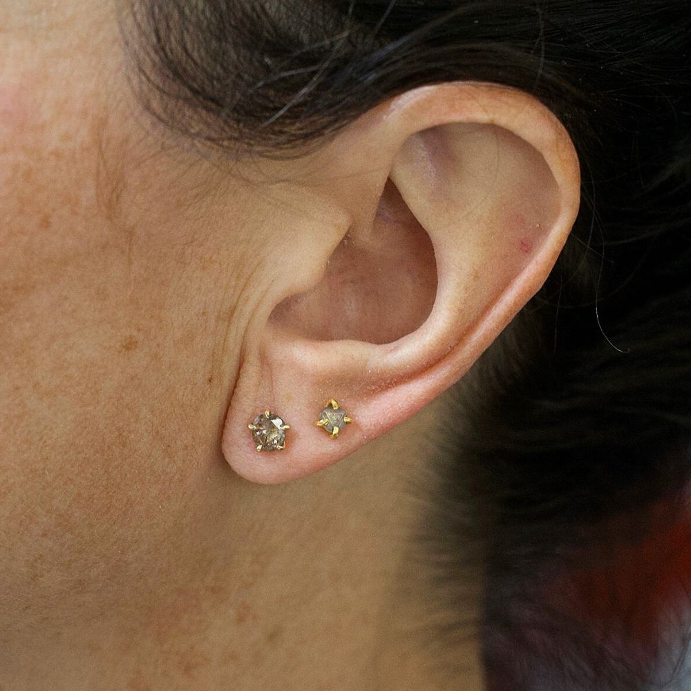 Cognac  0.68ct Rose Cut Diamond Studs