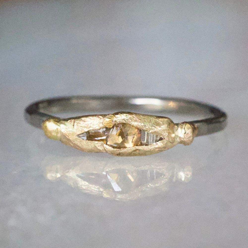 Mixed Diamond Band Mini with a Palladium Band