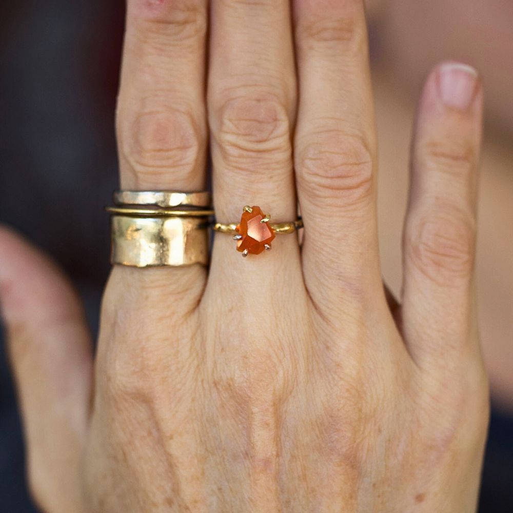 Mexican Fire Opal Small Stone Ring
