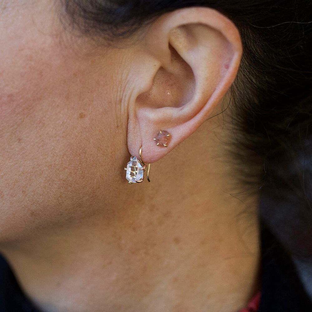 Herkimer Quartz Hook Earrings