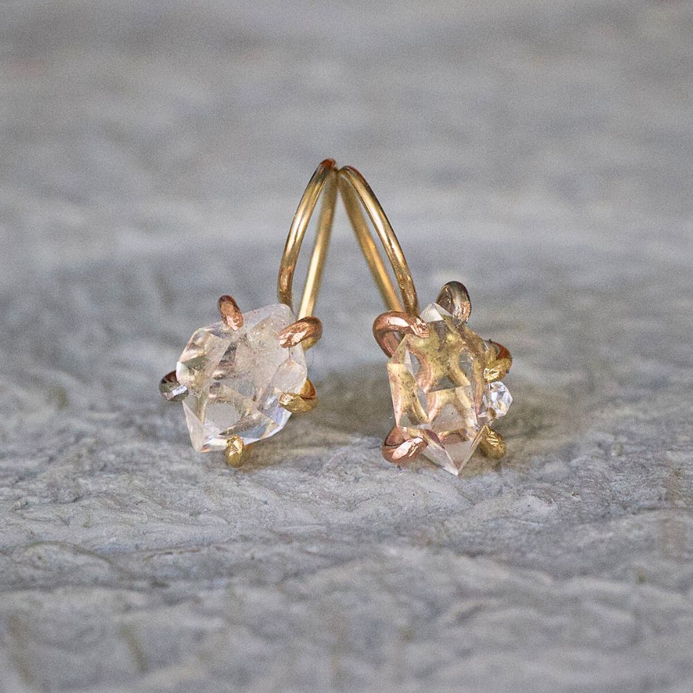 Herkimer Quartz Hook Earrings