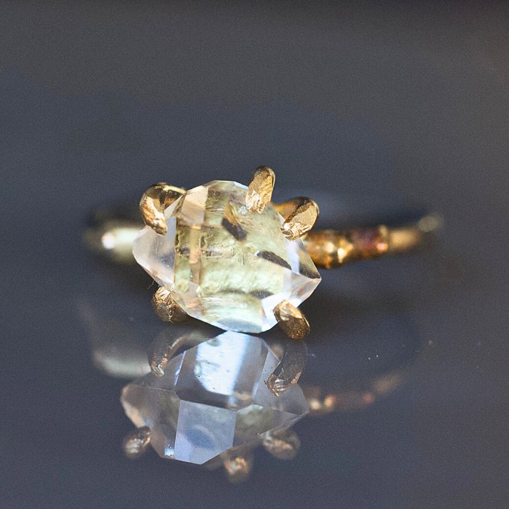 Herkimer Quartz Small Stone Ring