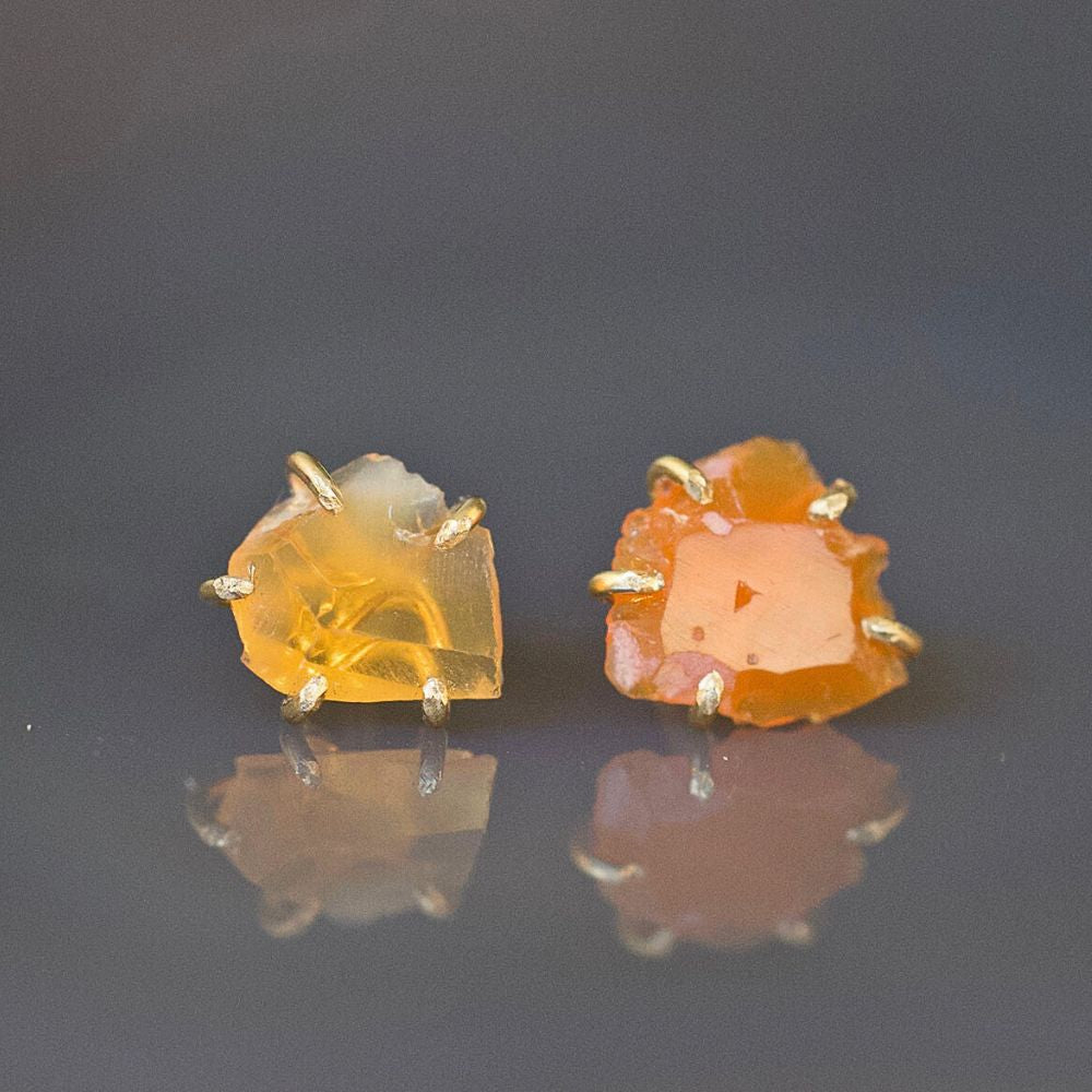 Mexican Fire Opal Small Stone Studs