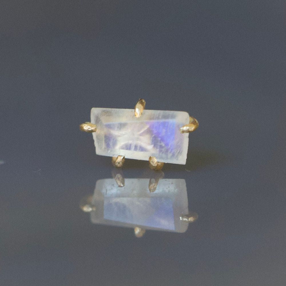 Rainbow Moonstone Single Small Stone Stud