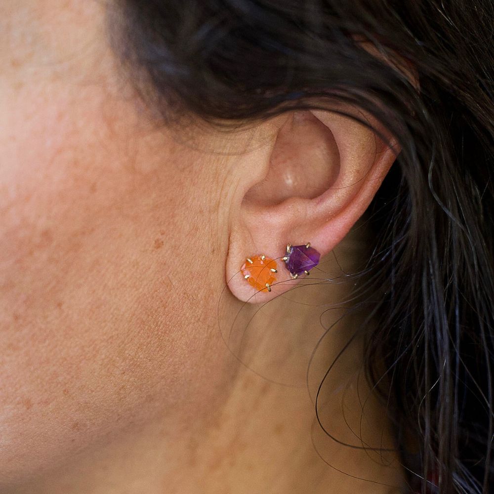 Mexican Fire Opal Small Stone Single Stud