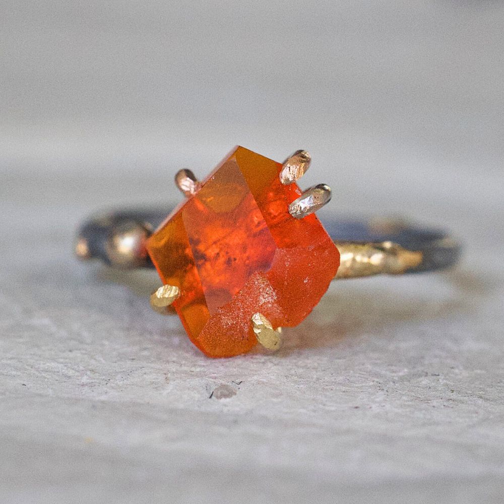 Mexican Fire Opal Small Stone Ring