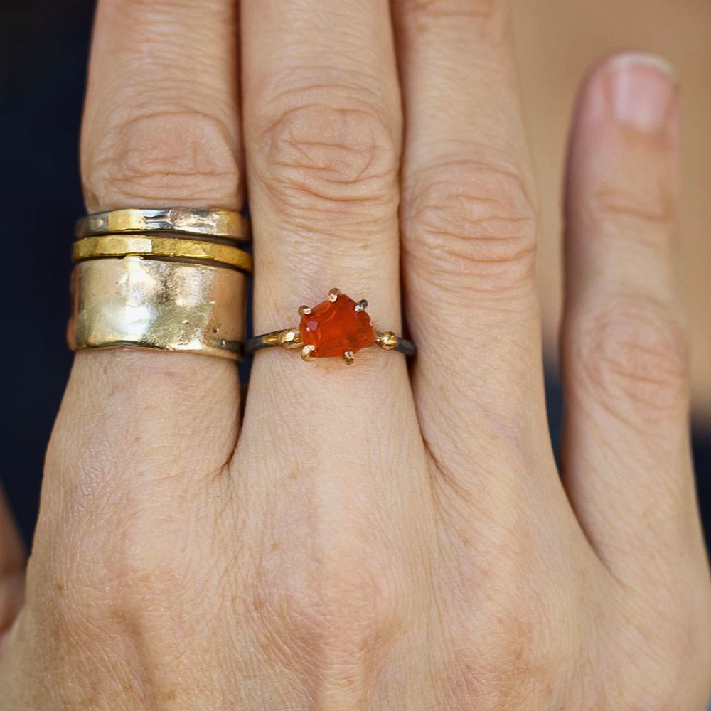 Mexican Fire Opal Small Stone Ring