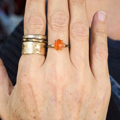 Mexican Fire Opal Small Stone Ring