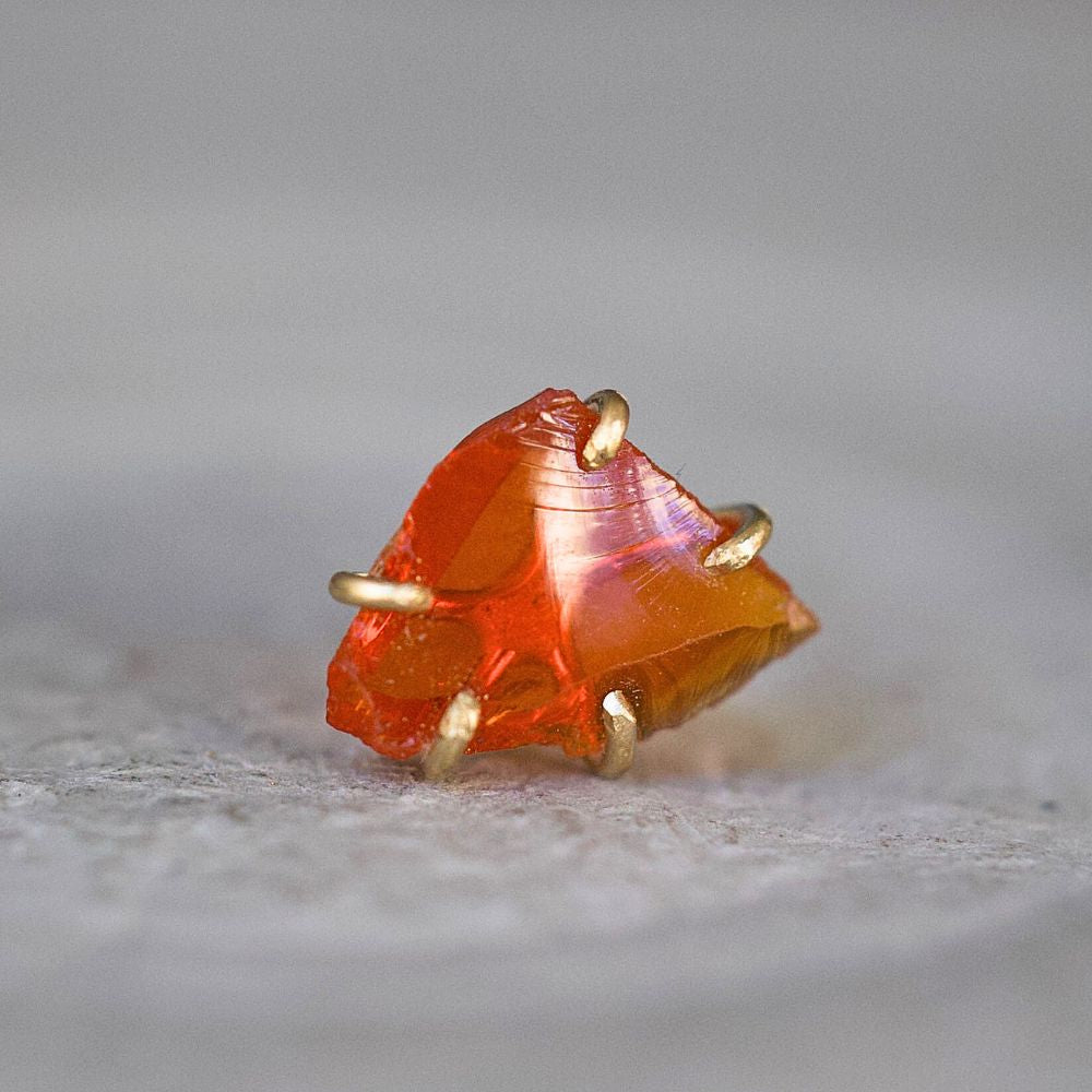 Mexican Fire Opal Medium Stone Single Stud