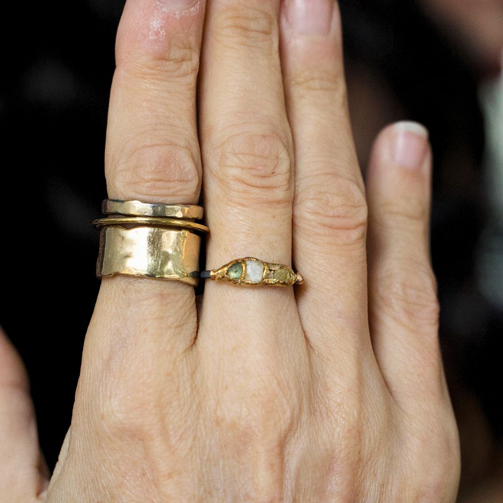 Montana Sapphire and Baguette Diamond Band