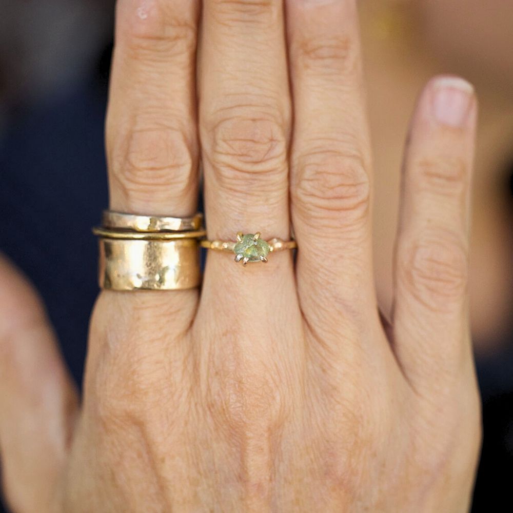 Montana Sapphire Small Stone Ring on a Yellow Gold Band