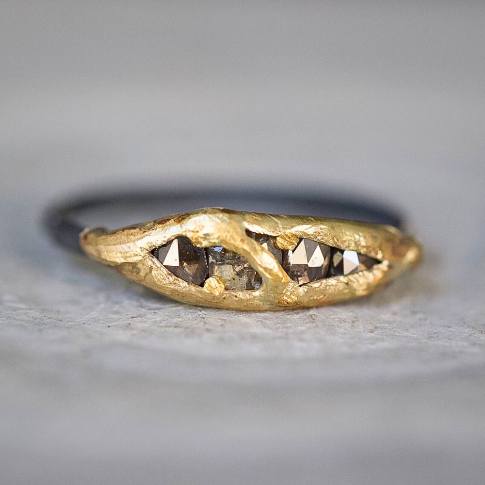 Cognac Rose Cut Diamond Band