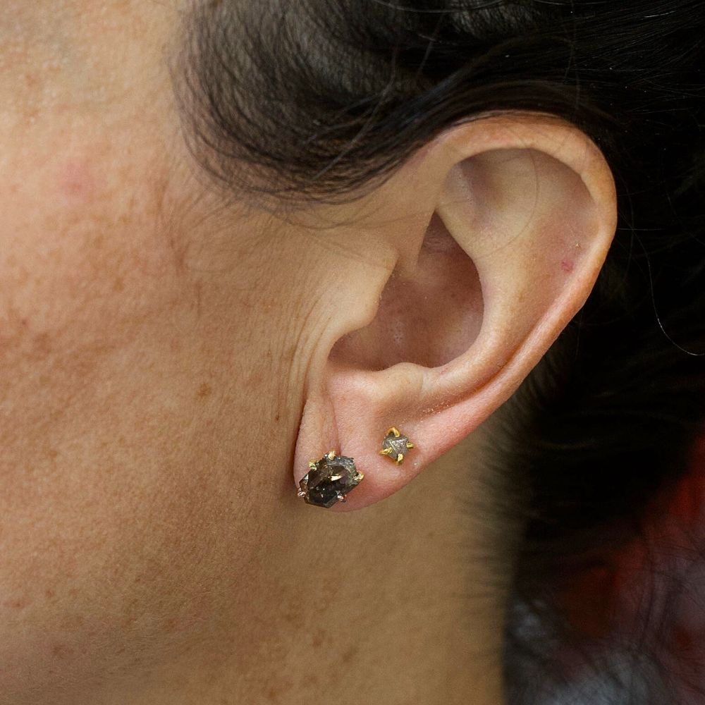 Salt and Pepper 2.54ct Rose Cut Diamond Studs