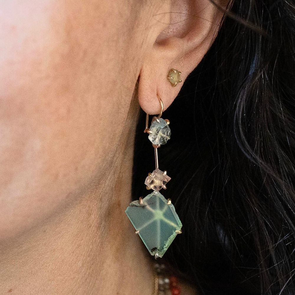 Aquamarine, Morganite and Chrysoprase Day to Night Earring Set