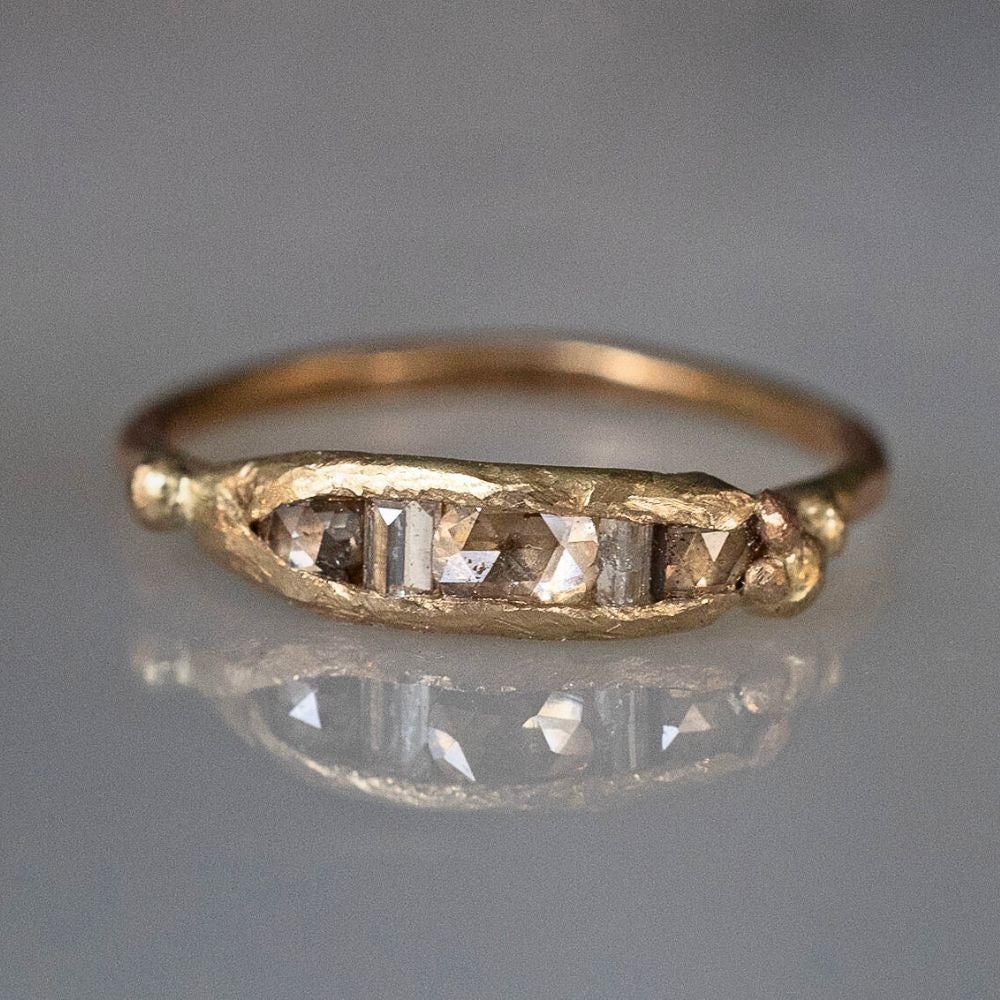 Mixed Diamond Band with a Yellow Gold Band