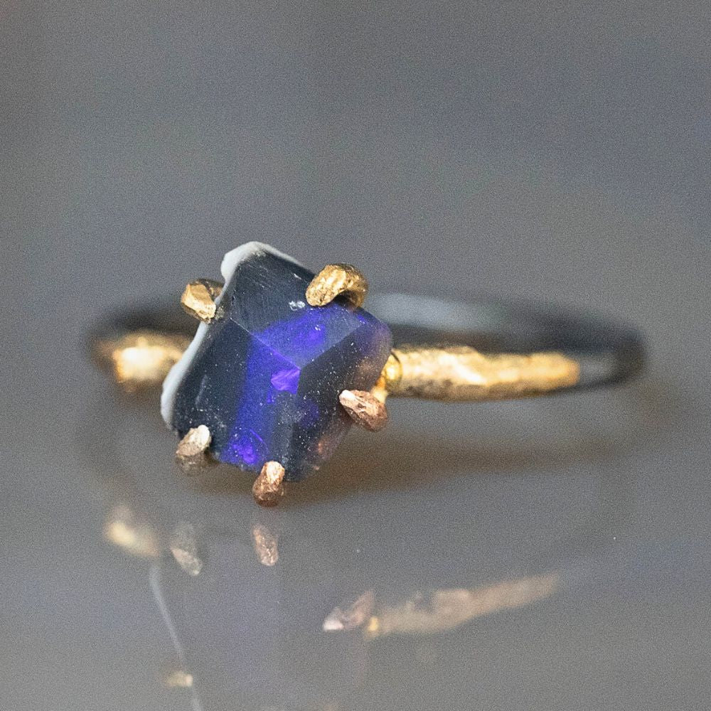 Australian Dark Opal Small Stone Ring