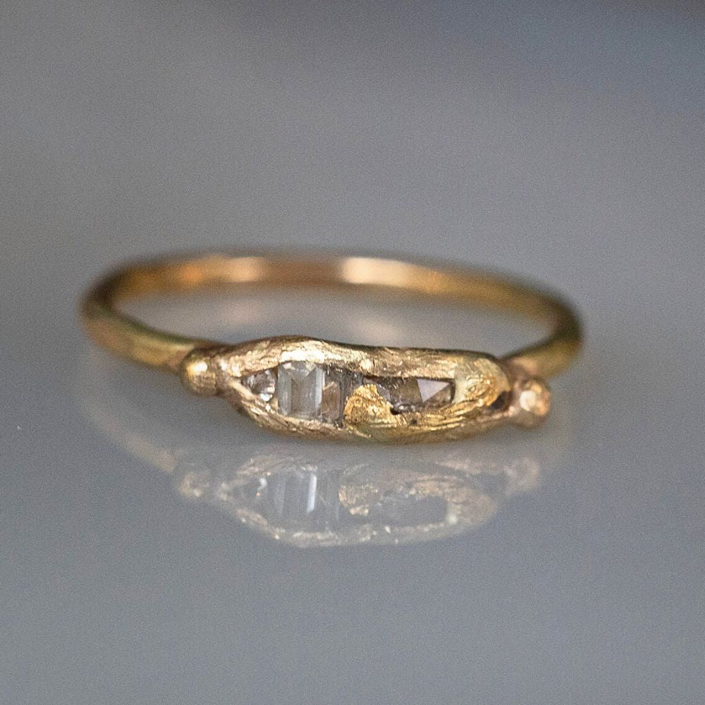 Mixed Diamond Band with a Yellow Gold Band- Mini