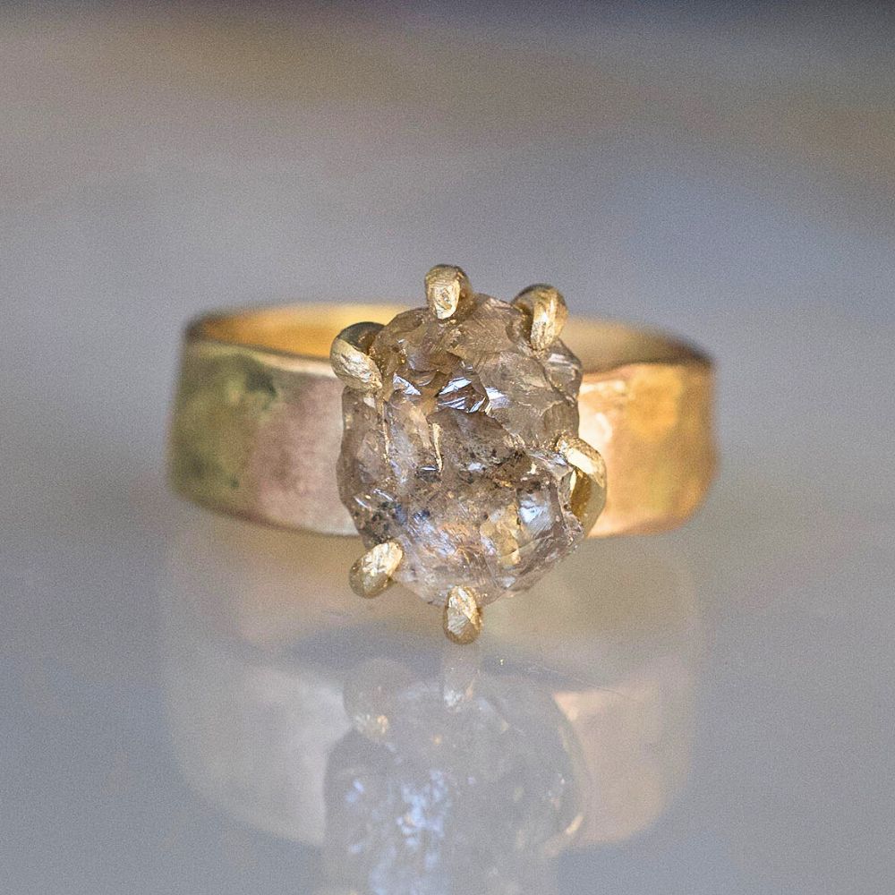 Cognac 3.5CT Rough Diamond on a 6MM Cigar Band