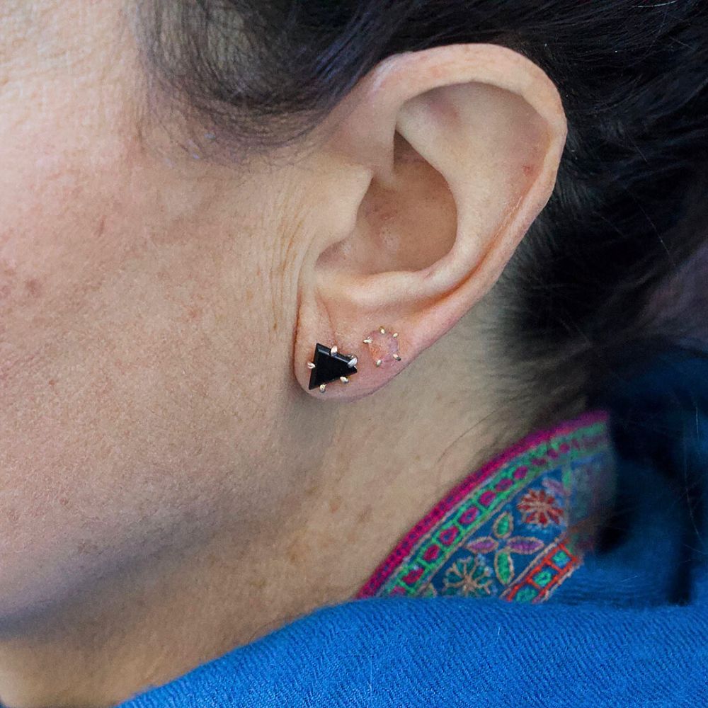 Wyoming Black Jade Large Stone Studs