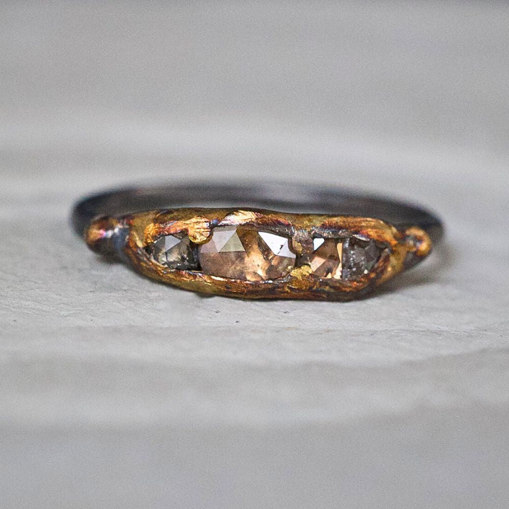 Cognac Rose Cut Diamond Band