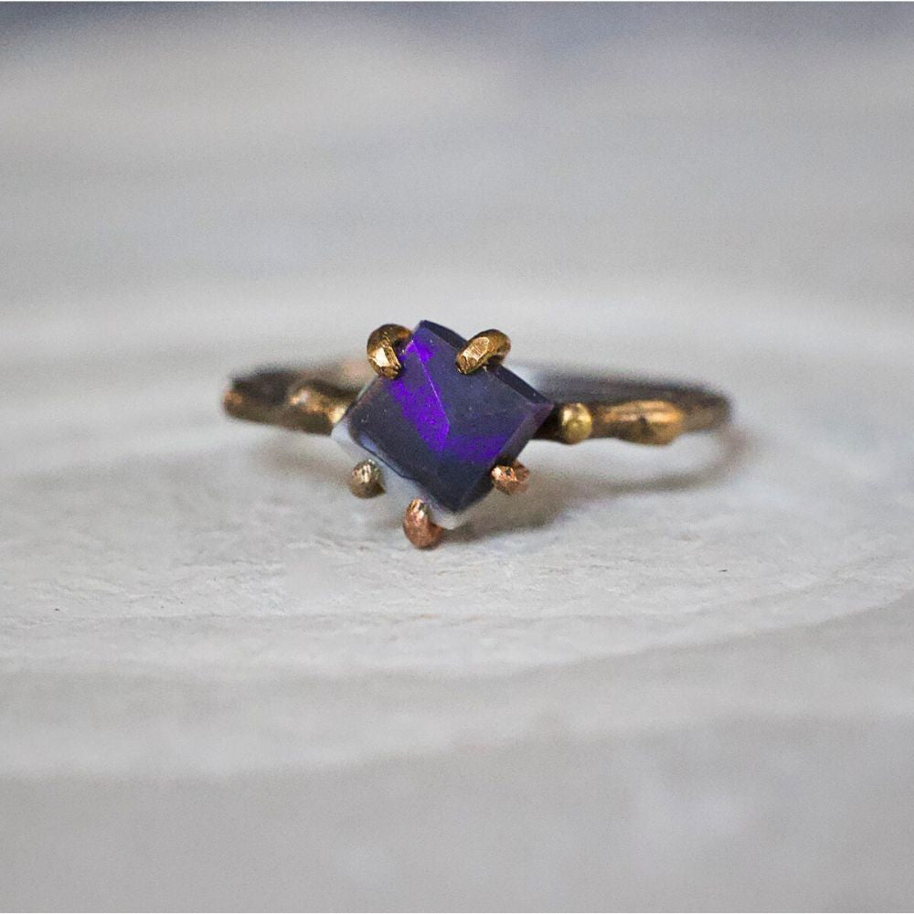 Australian Purple Opal Small Stone Ring