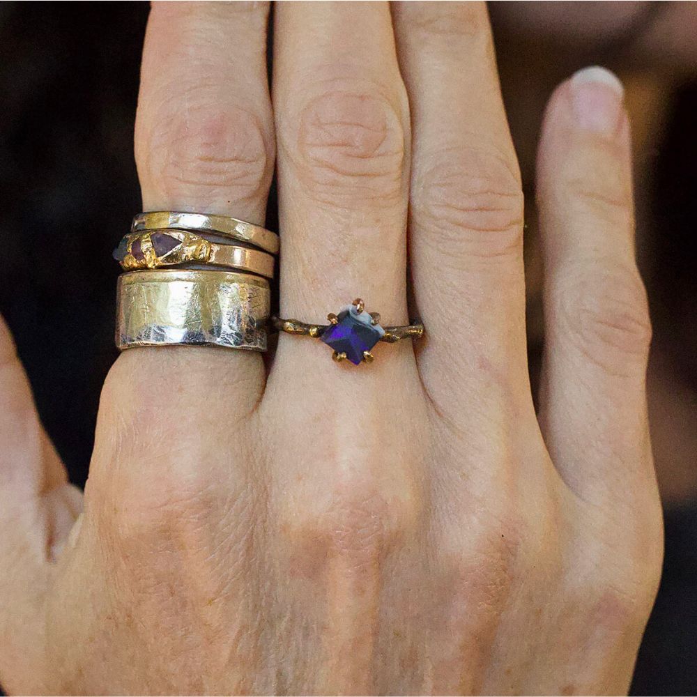 Australian Purple Opal Small Stone Ring