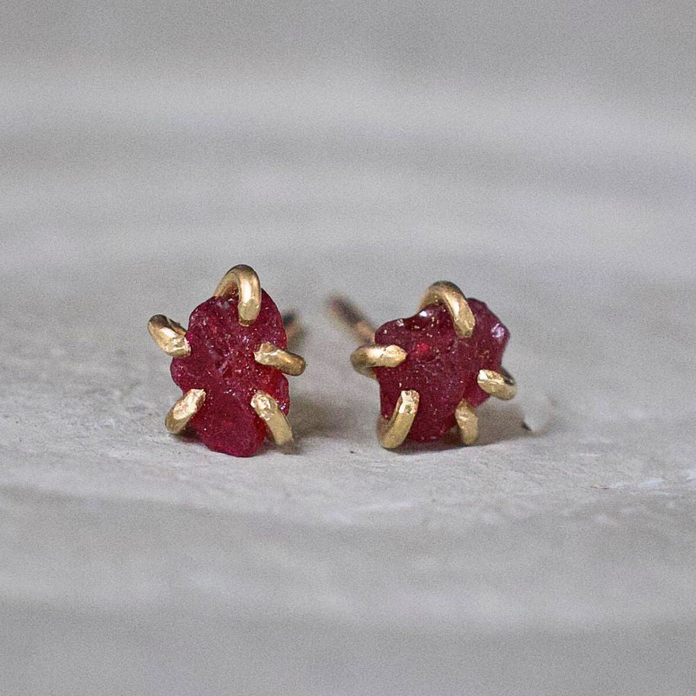 Unheated Tanzanian Ruby Extra Small Stone Studs