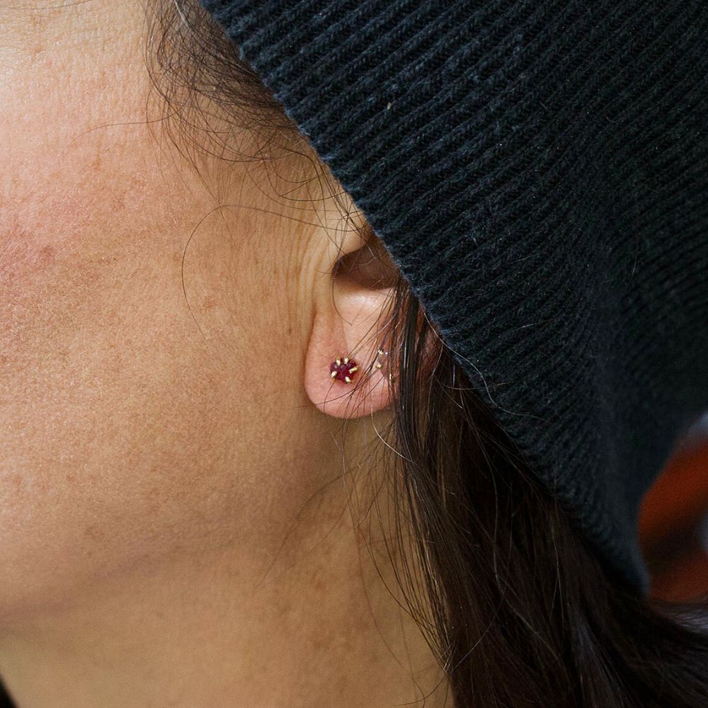 Unheated Tanzanian Ruby Extra Small Stone Studs