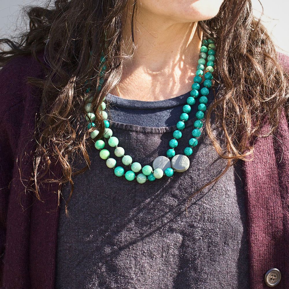 Green Short Double Strand - 24 Inches