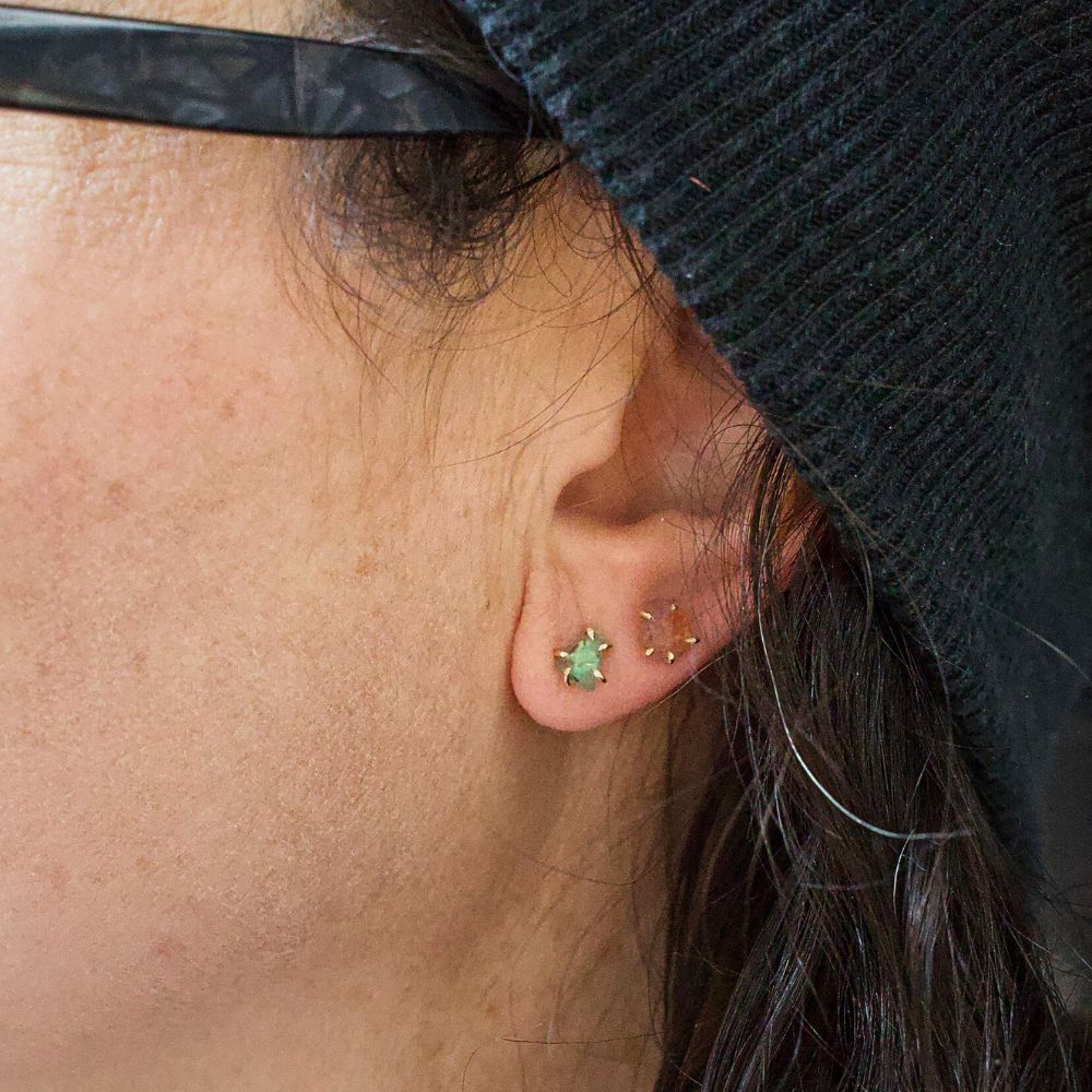 Zambian Emerald Extra Small Stone Studs