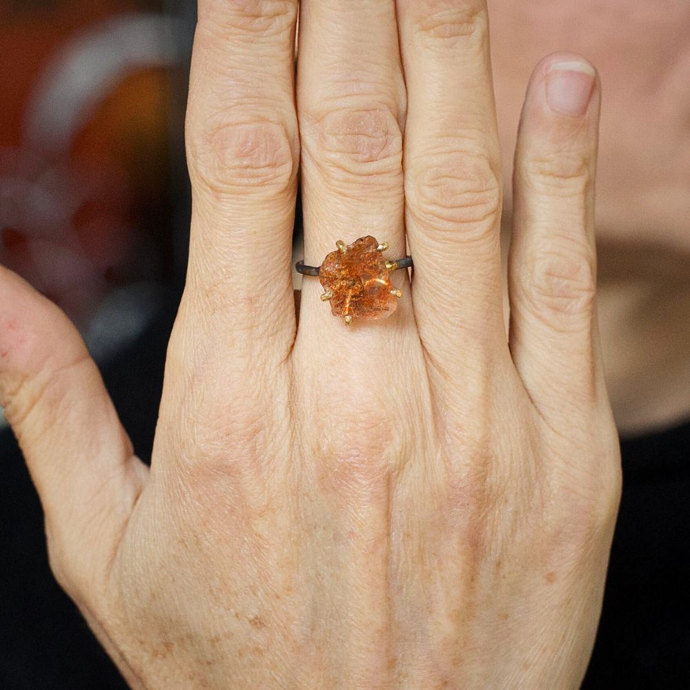 Indian Sunstone Medium Stone Ring